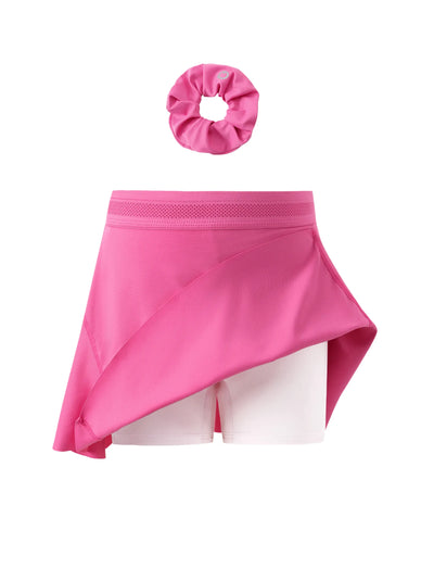 PatPat Rapidair activewear Kid Girl Athletic 2 in 1 Tennis Skort with Bamboo Viscose Shorts & Pocket Hot Pink