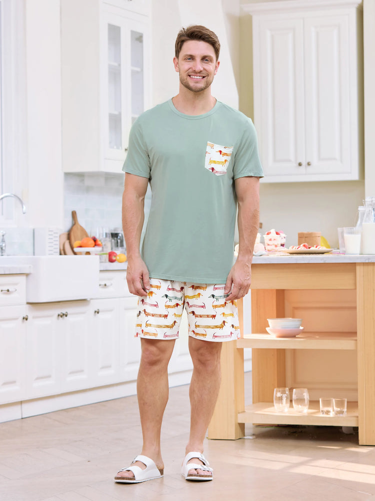 Bamboo Family Pajamas Cute Doggy Patterned Short-sleeve Matching Pajamas Set ( Snug-Fitting for Children ) Multi-color