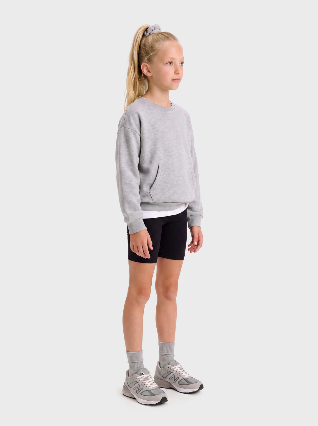 Sweat-shirt col rond unisexe pour bébé et enfant, gris