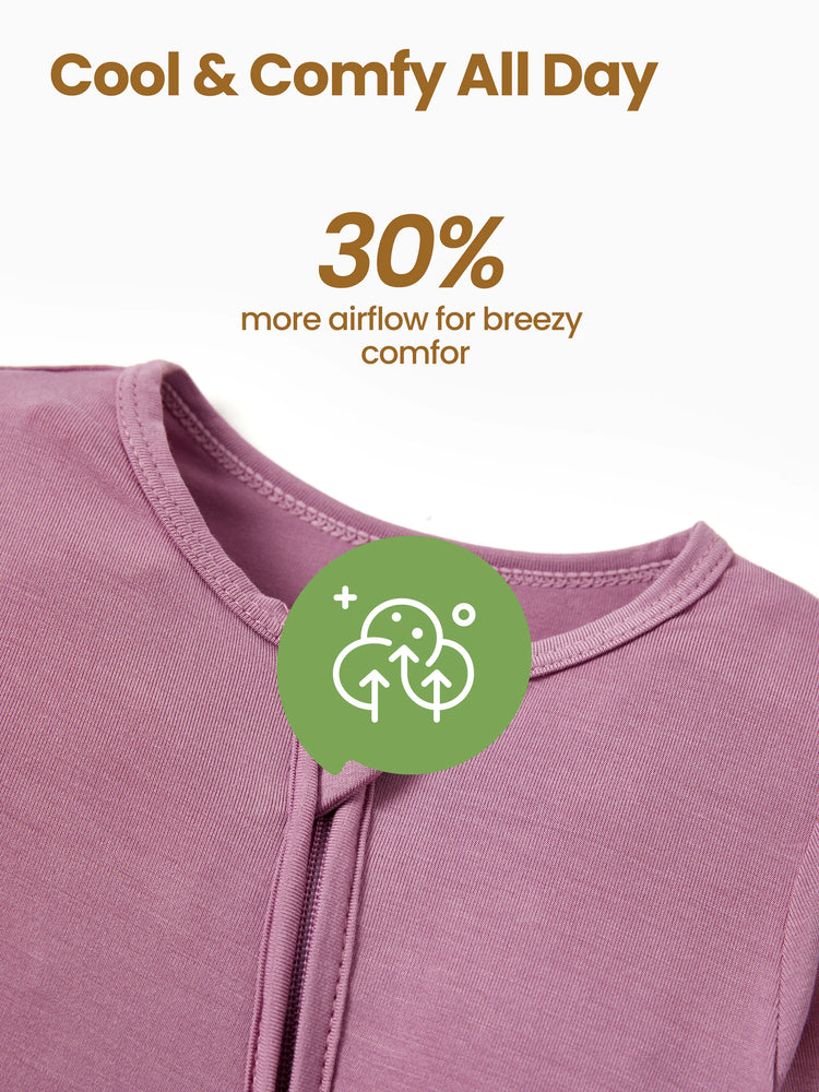 Bambus Baby Junge / Mädchen Kindliches Tiermuster 2-Wege-Reißverschluss Strampler Footie  lila