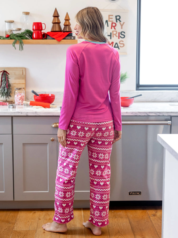 Barbie Weihnachten Mama und ich Schneeflocken-Print Pyjama-Set Fuchsie