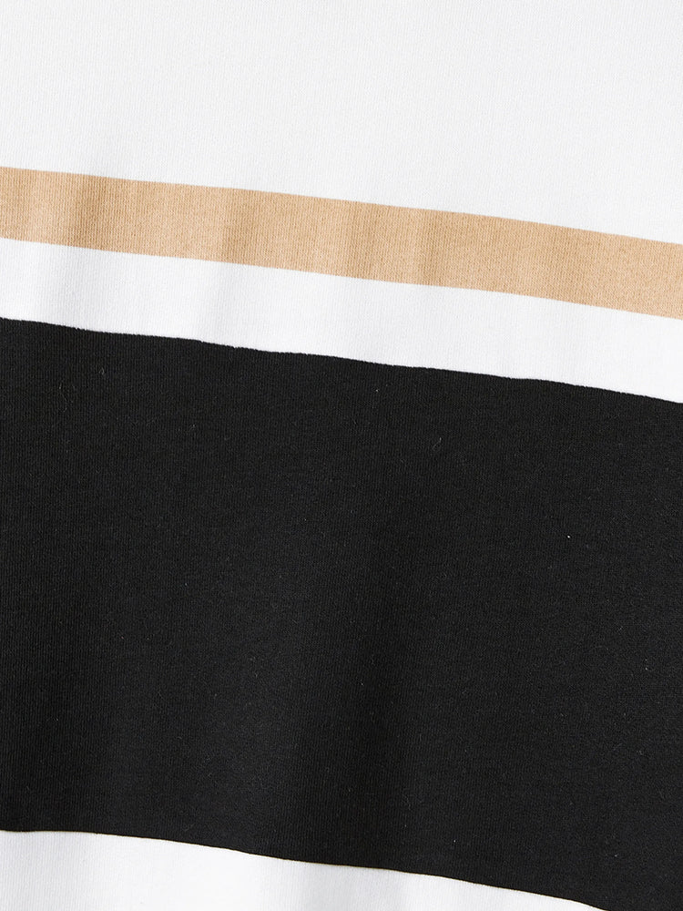 Family Matching Black-Almond Mesh Skirt and Classic Round Neck Long Sleeve Tops Sets Black