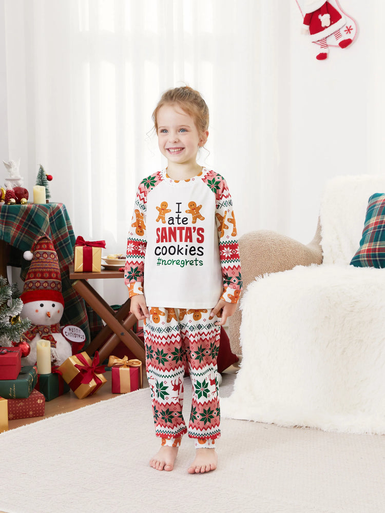 Christmas Pajamas Family Matching Santa's Cookies Gingerbread Man Pattern Pajamas Sets with Christmas Socks MultiColour