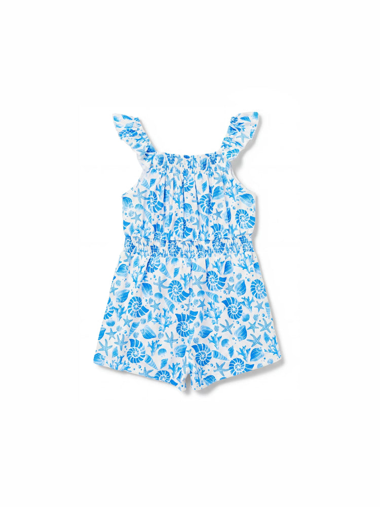 Ocean Vibes Toddler Girl Tropical island Romper Blue