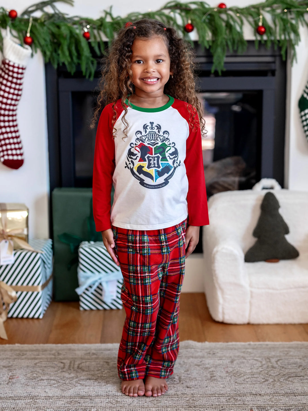 Harry Potter Christmas Family Matching Fleece Pajamas Set with Christmas Socks Red
