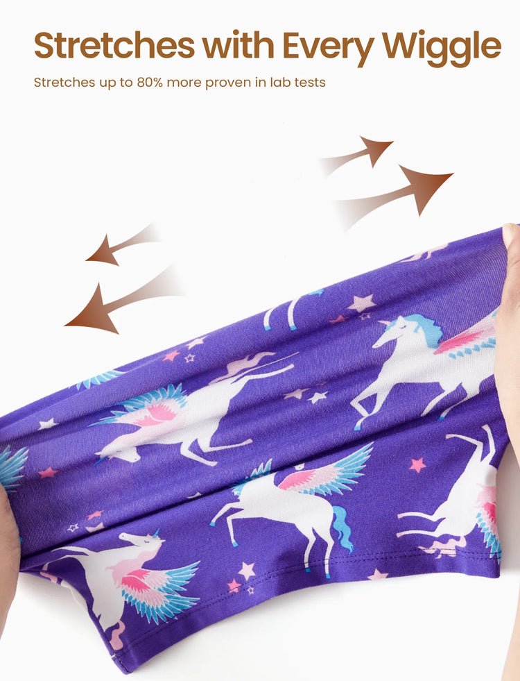 Pyjama 2 pièces en coton biologique pour tout-petits/enfants avec imprimé enfantin, coupe ajustée, pour filles/garçons, violet