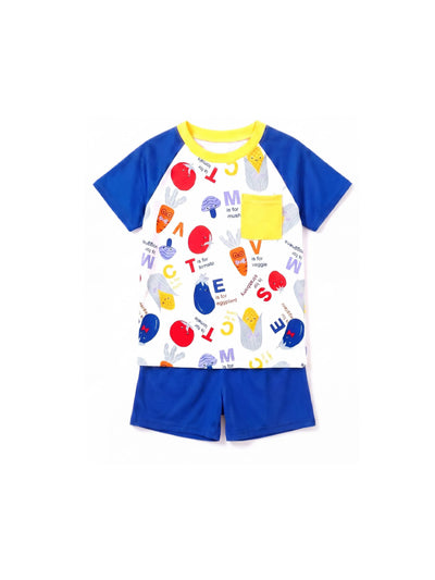 Fresh Market Toddler Boy Vegetable Top & Shorts Set Blue+Yellow
