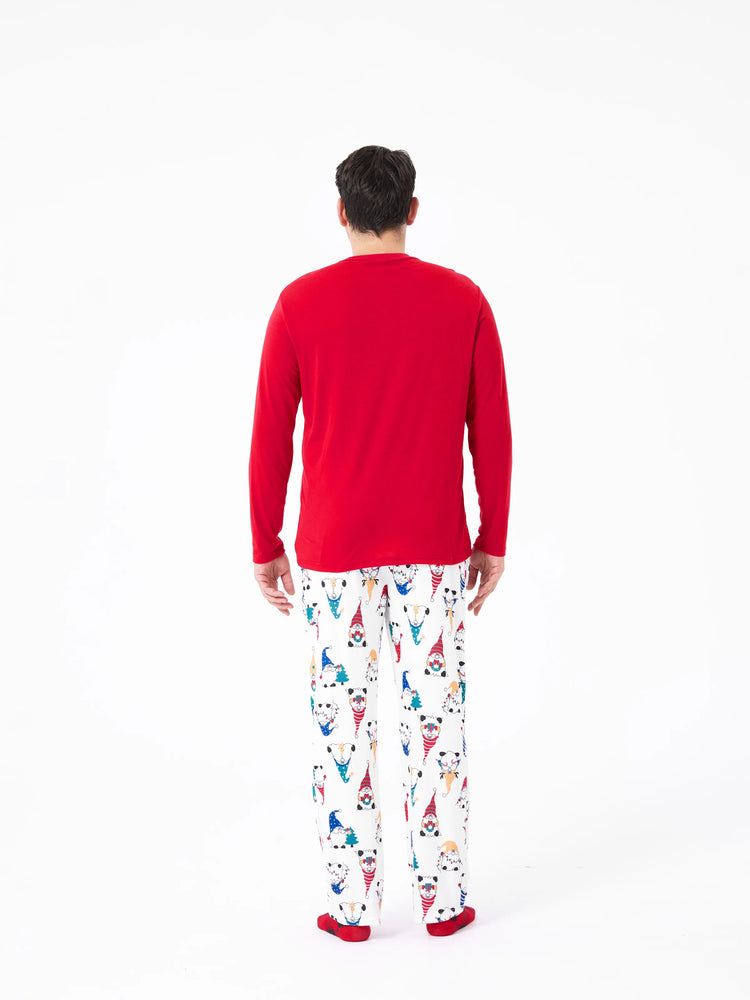 Christmas Matching Family Pajamas Set Christmas Gnome Print PJS with Christmas Socks Red