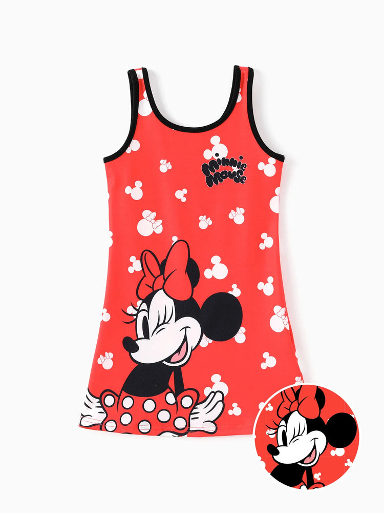 Disney Mickey and Friends Toddler/Kid Girl Naia? Minnie Mouse Pattern Colorblock Tank Dress Red
