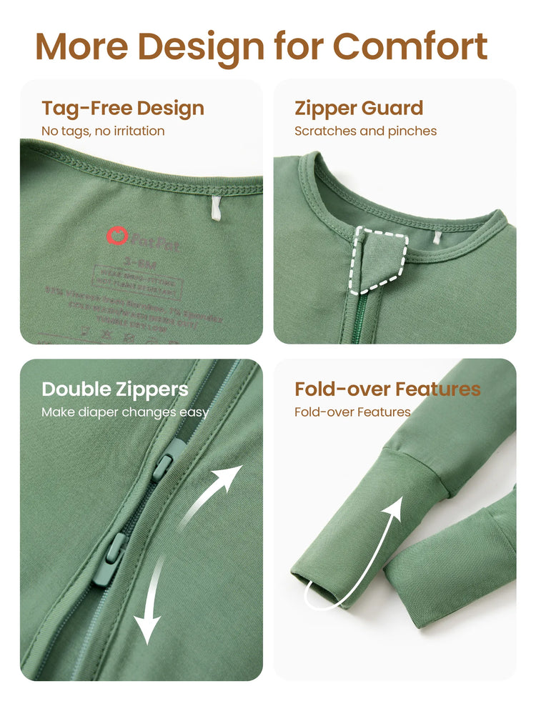 Pyjama en bambou pour bébé/fille, imprimé enfantin (ajusté), vert foncé