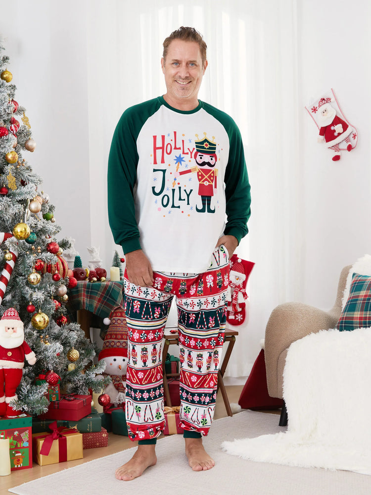 Matching Family Christmas Long Raglan Sleeves Nutcracker Pajamas Sets MultiColour