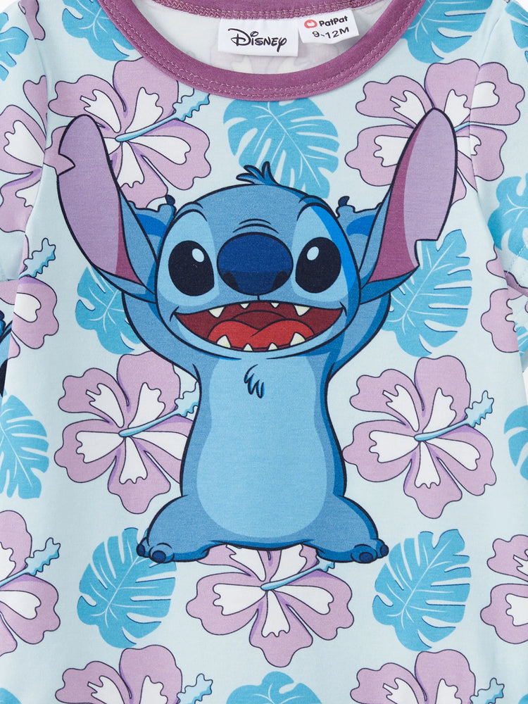 Daddy and Me Disney Stitch Family Matching Naia™ Stitch and Hawaii Style Floral Print Sleeveless Dress/Onesie／Shirt Multi-color