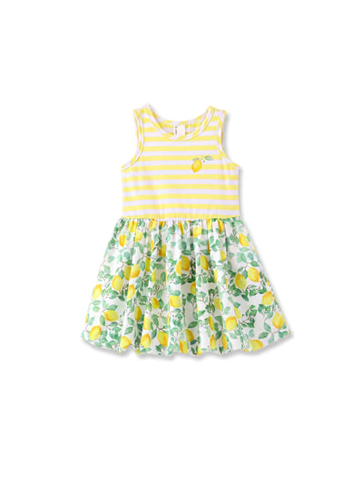 Fresh Market Toddler Girl Lemon Print Dress Yellow+White