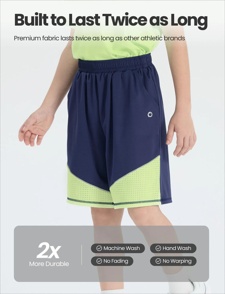 PatPat Rapidair activewear Kid Boy Athletic Quick-Dry Breathable Shorts with Pockets Deep Blue