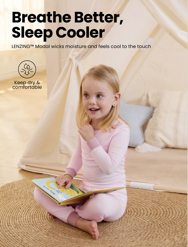 Pyjama 2 pièces en Tencel Modal pour bébé fille/garçon (coupe ajustée) rose