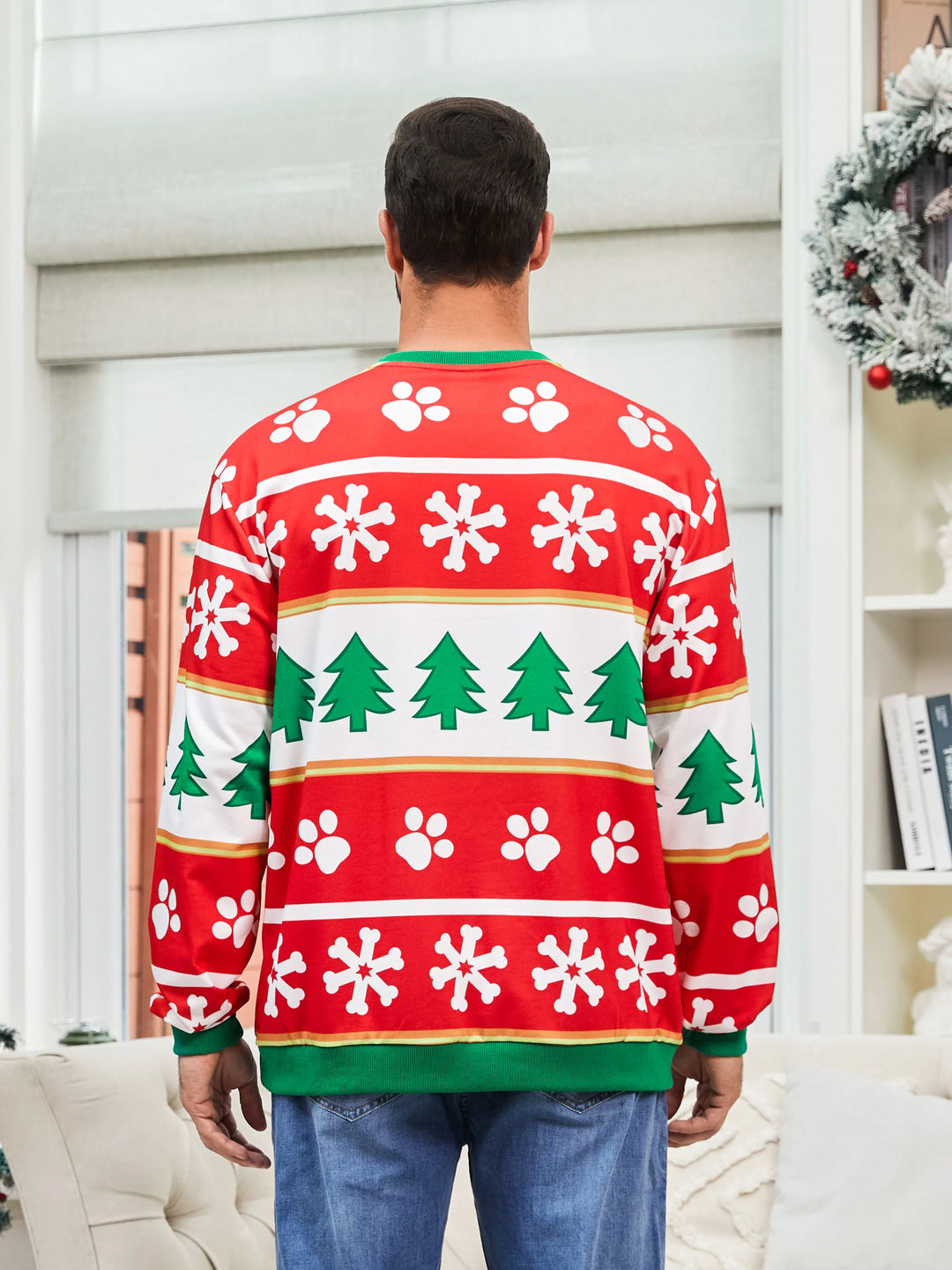 PAW Patrol Family passende Weihnachtsjagd und Skye mit Weihnachtsmannmütze Schneeflockenmuster Sweatshirt  rot