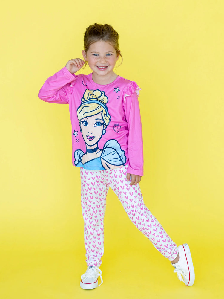 Disney Princess Baby Girl 2pcs Cinderella Print Top and Leggings Set Pink