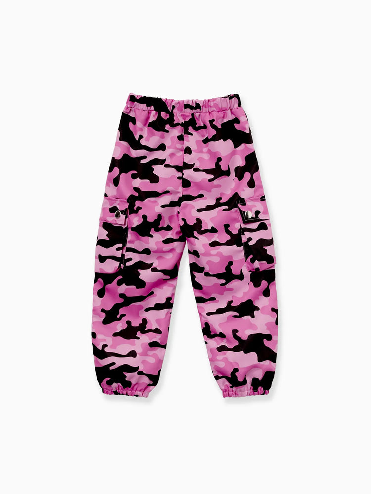 NEON Pop Toddler/Kid Girl Cargo Pants Set Hot Pink