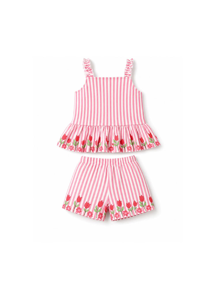 Fresh Market Baby Girl Tulip Ruffle Top & Shorts Set Pink