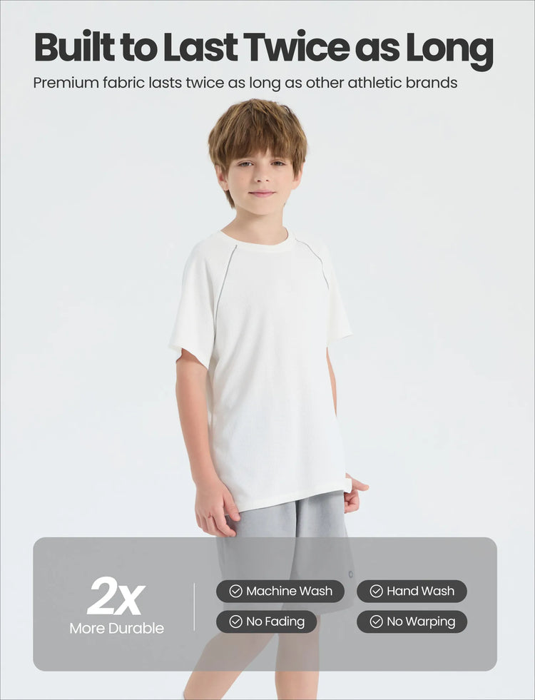 PatPat Lightflow Activewear Kid Boy Athletic Breathable Air-Grid Ultra Lightweight Short Sleeve T-Shirt White