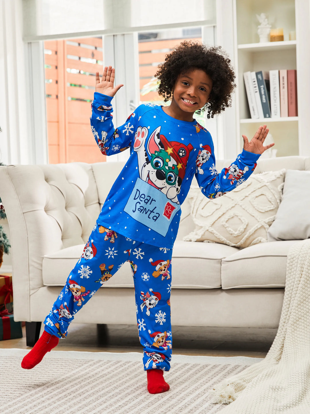 PAW Patrol Christmas Family Matching Chase and Marshall Pajamas Sets with Christmas Socks