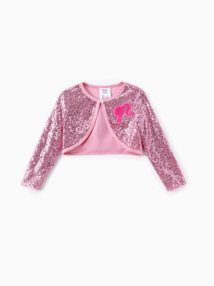 Tenue Barbie Maman et Moi Sweat-shirt devant incliné/Jupe longue à paillettes/Veste/Robe Roseo