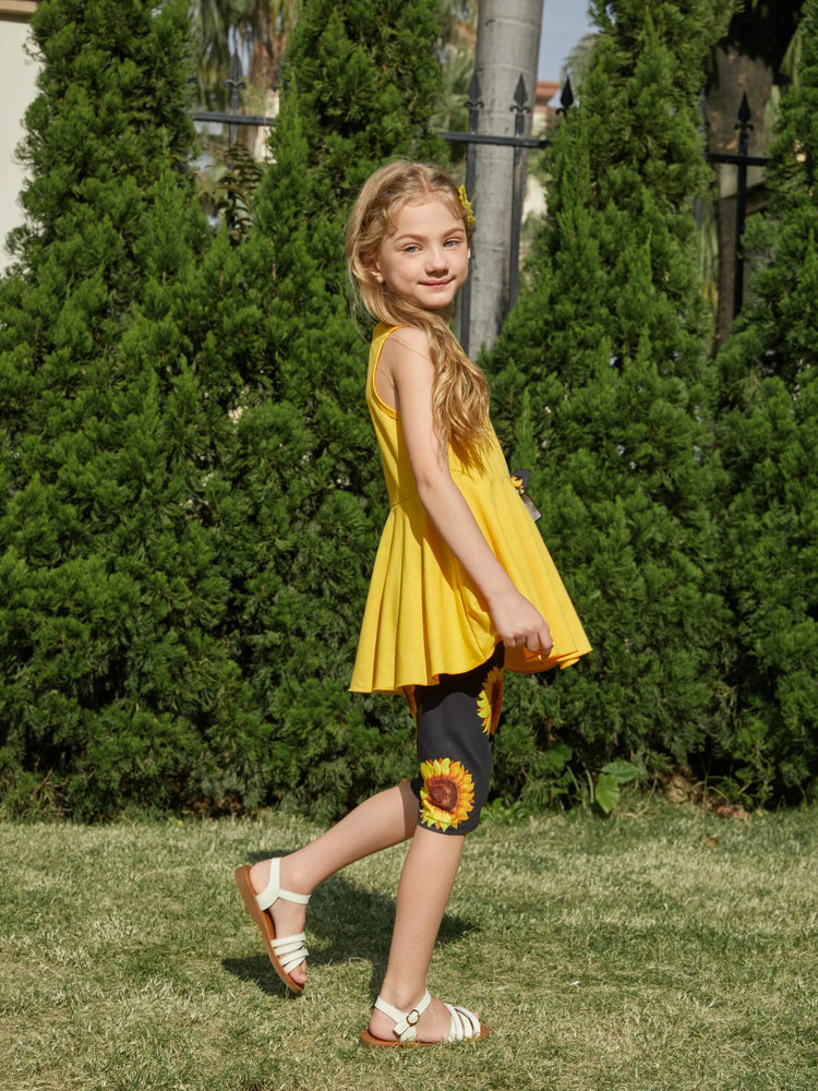 Toddler/Kid Girl 2pcs Tunie Top and Leggings Set Yellow