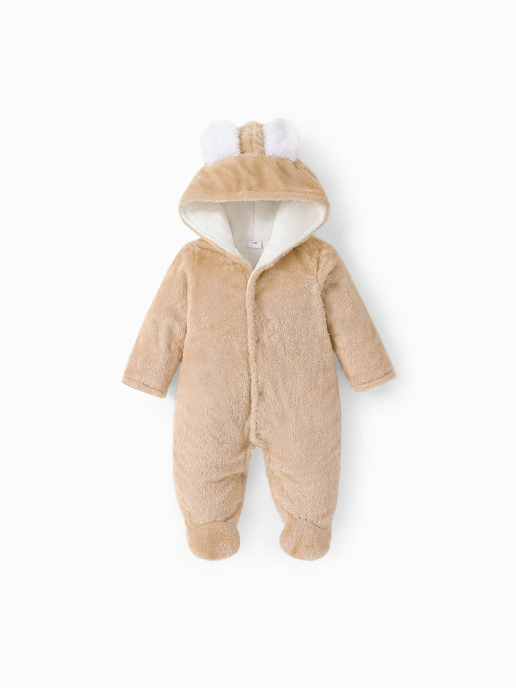 Baby Junge/Mädchen Bärenstil Kapuzenpullover aus Fleece khaki