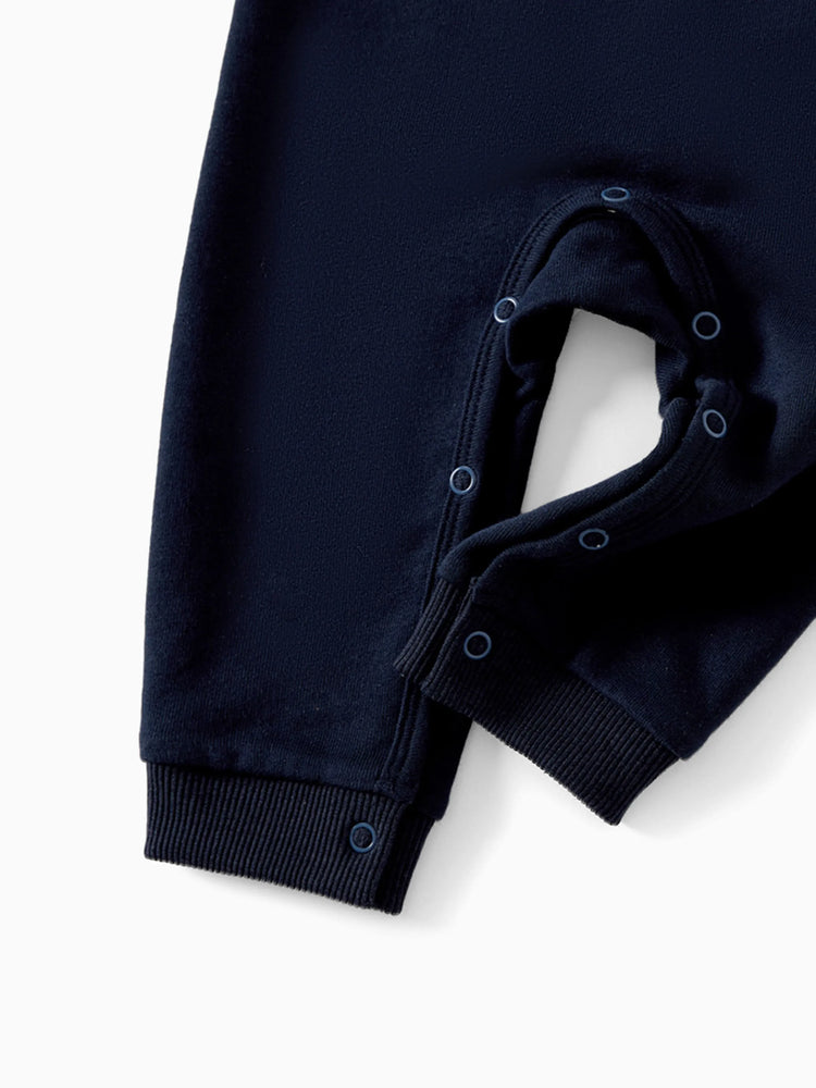 Sweat-shirts à manches longues et col ras du cou avec imprimé de lettres colorblock assortis pour la famille