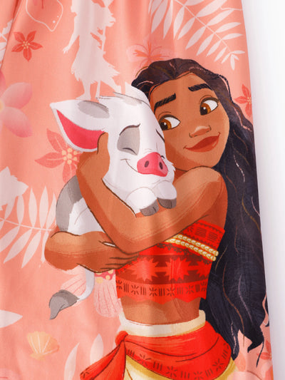 Disney Princess Mommy and Me Moana Allover Print Jumpsuit Orange red
