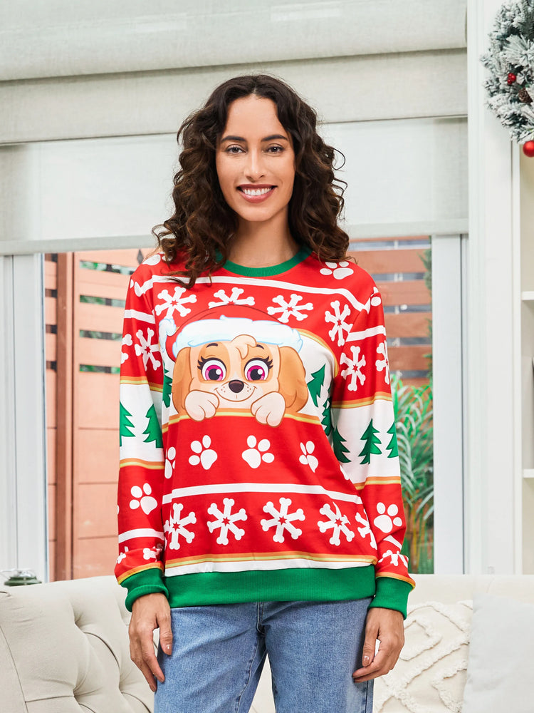 PAW Patrol Family matching Christmas Chase And Skye With Santa Hat Snowflake Pattern Sweatshirt Red