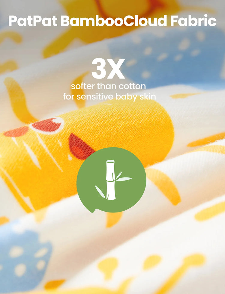 Bamboo Baby Boy/Girl Animal Printed 2-Way Zipper Anti Slip Long-sleeve Footie with Hairband Light Blue