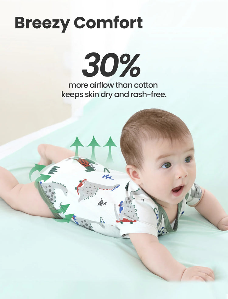 Bambus Baby Junge/Mädchen 2er-Pack Solid & Printed Strampler Set grün