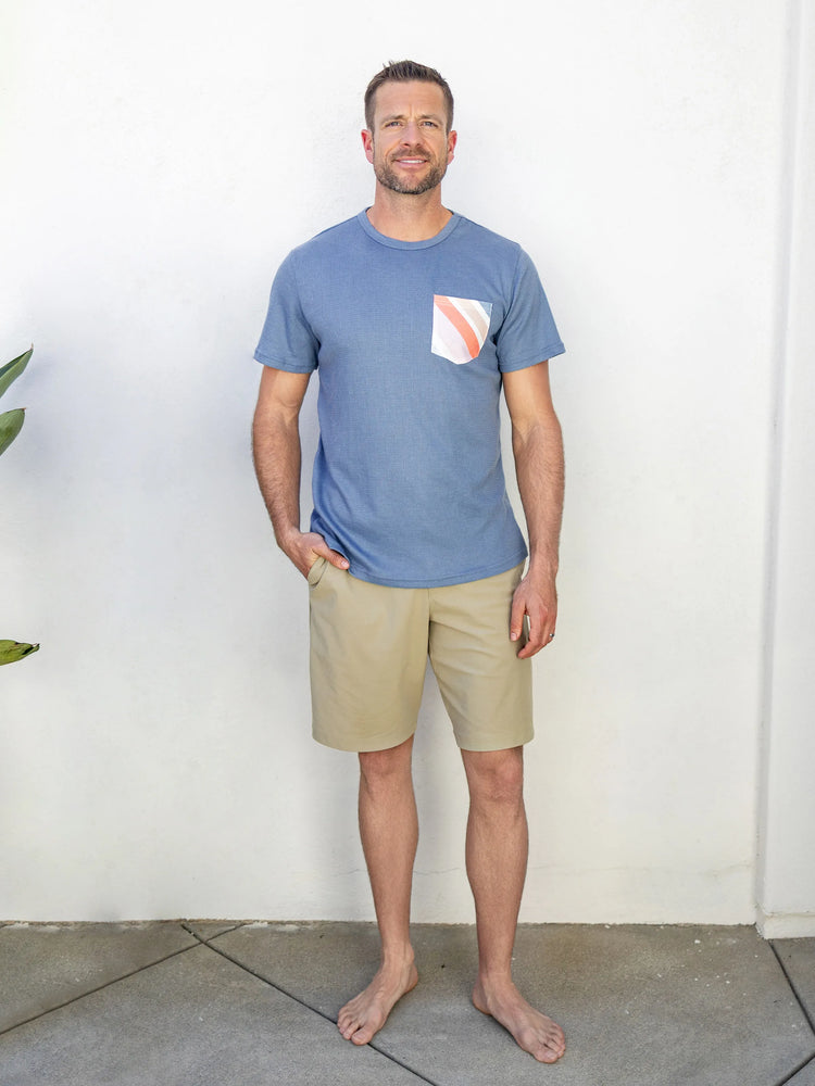 Family Matching Blue Short-sleeve Tee or Colorful Stripe Camisole Dress Multi-color