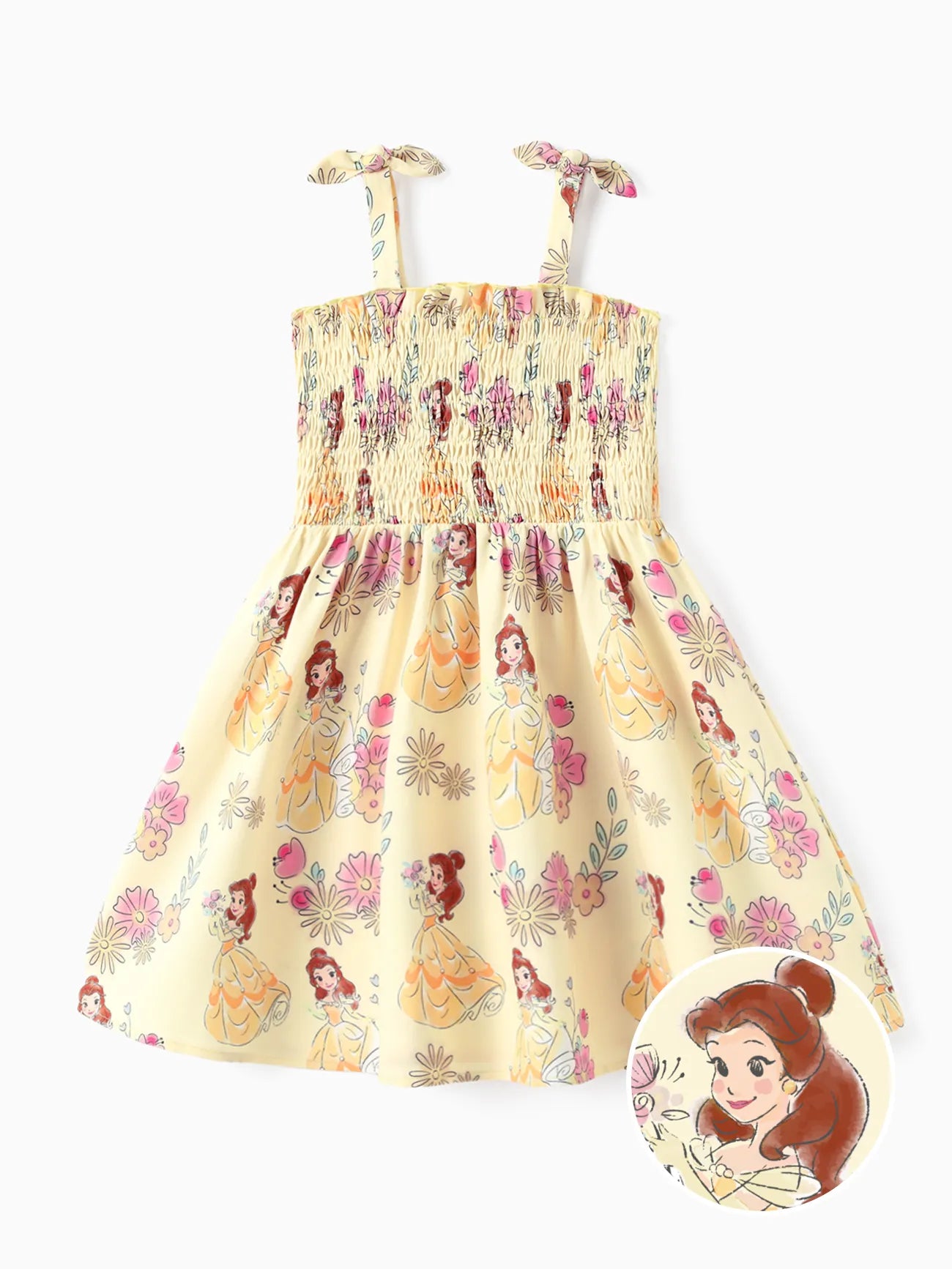 Disney Princess Toddler Girl Belle Print Floral Dress Yellow Disney Princess Toddler Girl Belle Print Floral Dress Yellow
