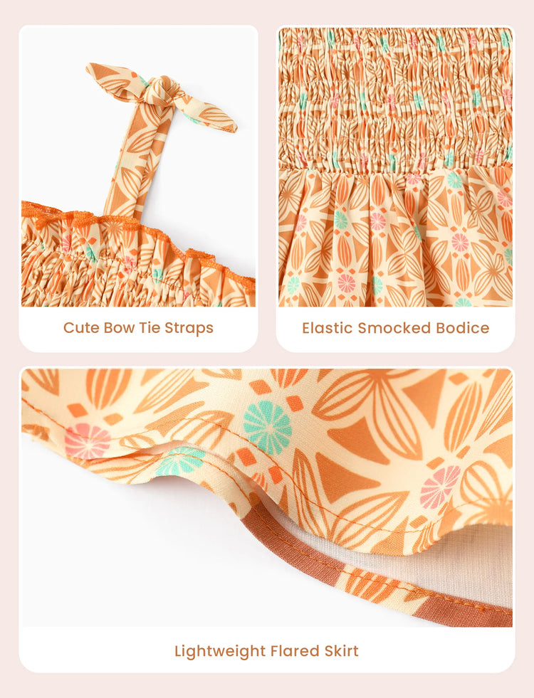 Disney Princess Toddler Girl Moana Smocking Dress Orange