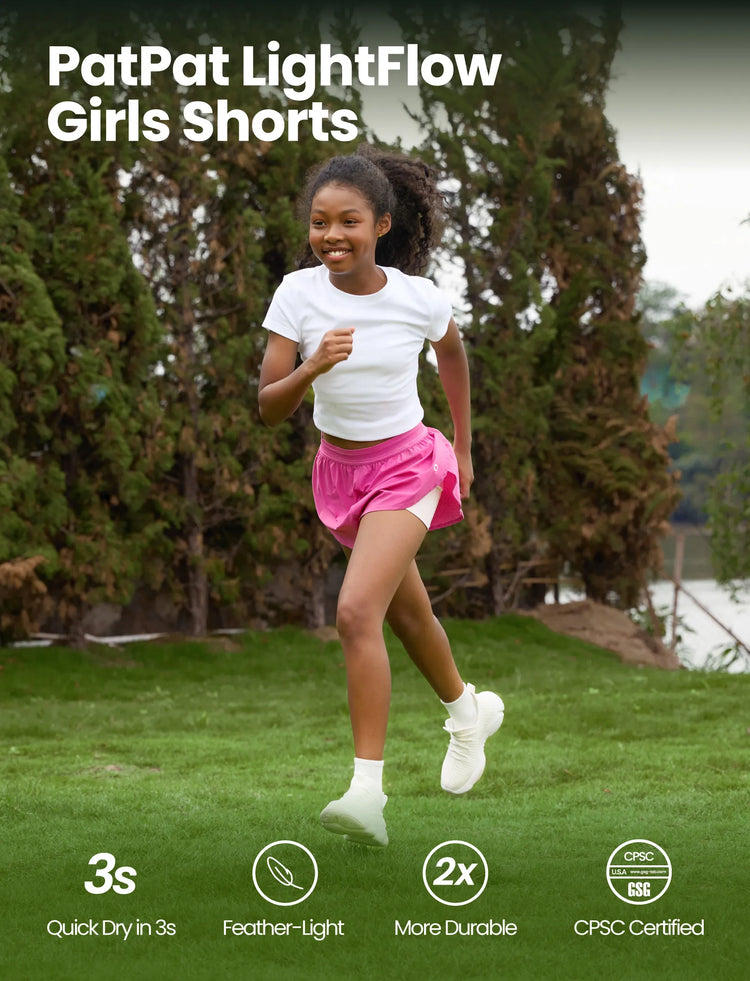 PatPat Lightflow Activewear Short de sport ultra léger à séchage rapide pour fille avec doublure en viscose de bambou Rose vif