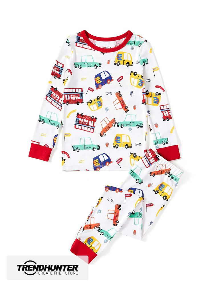 Bamboo Baby/Toddler 2-Piece Childlike Animal Print Snug-Fitting Pajamas Set Red