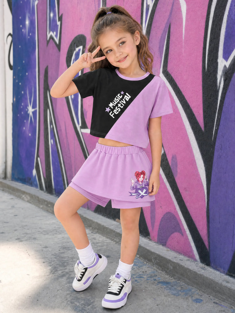 NEON Pop Toddler Girl Skort Set Purple
