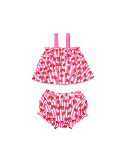 Fresh Market Baby Girl Strawberry Top & Bloomer Set Hot Pink