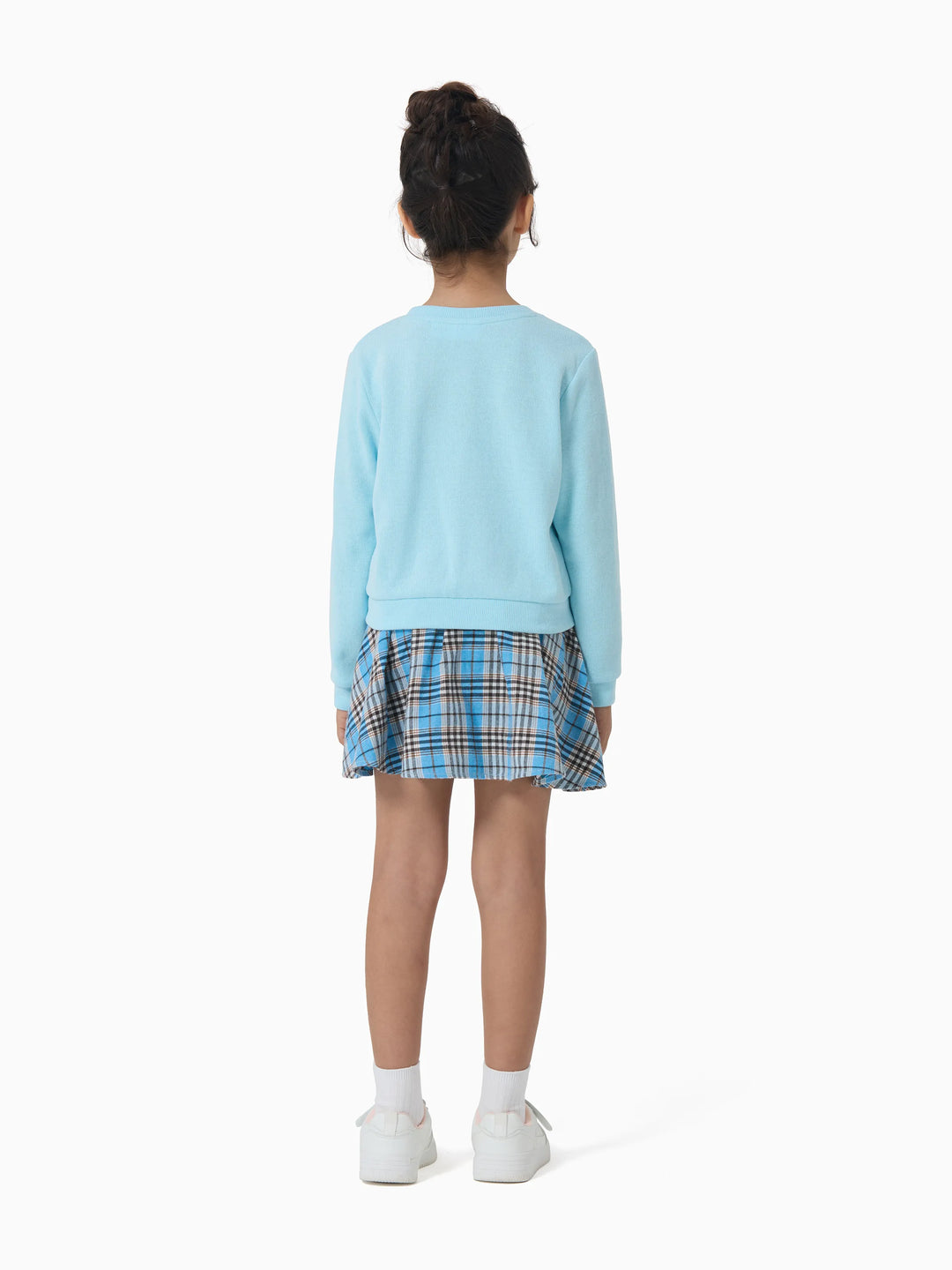 Ensemble 2 pièces Disney Stitch pour petite fille : jupe boutonnée en maille bleue