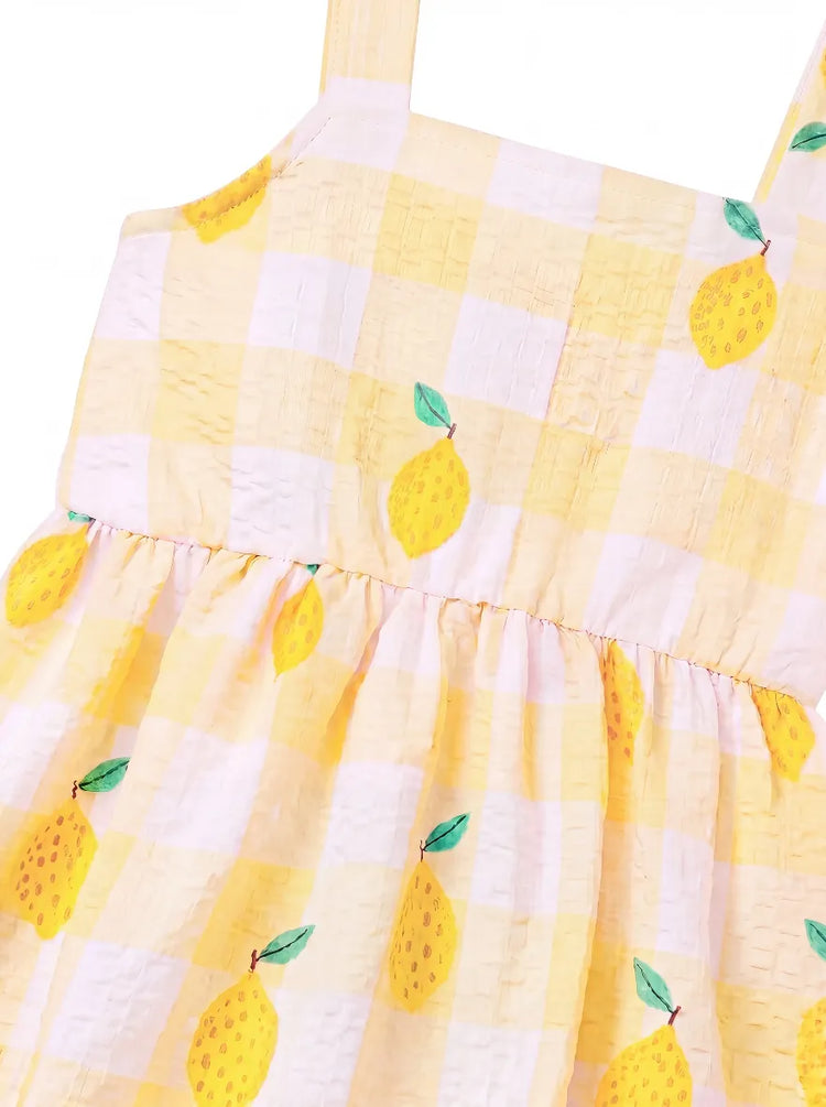 Fresh Market Baby Girl Lemon Print Dress Yellow