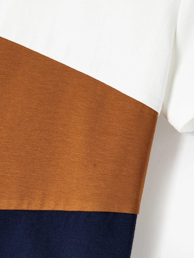 Robe ou t-shirt décontracté assorti pour toute la famille, couleur unie, coutures en tissu bleu roi