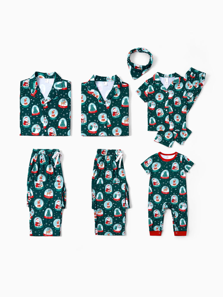Ensemble pyjama de Noël assorti pour toute la famille, imprimé Père Noël, turquoise
