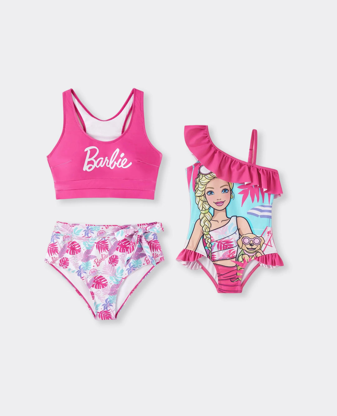 Maillot de bain Barbie Maman & Moi à imprimé floral tropical à volants Rose vif