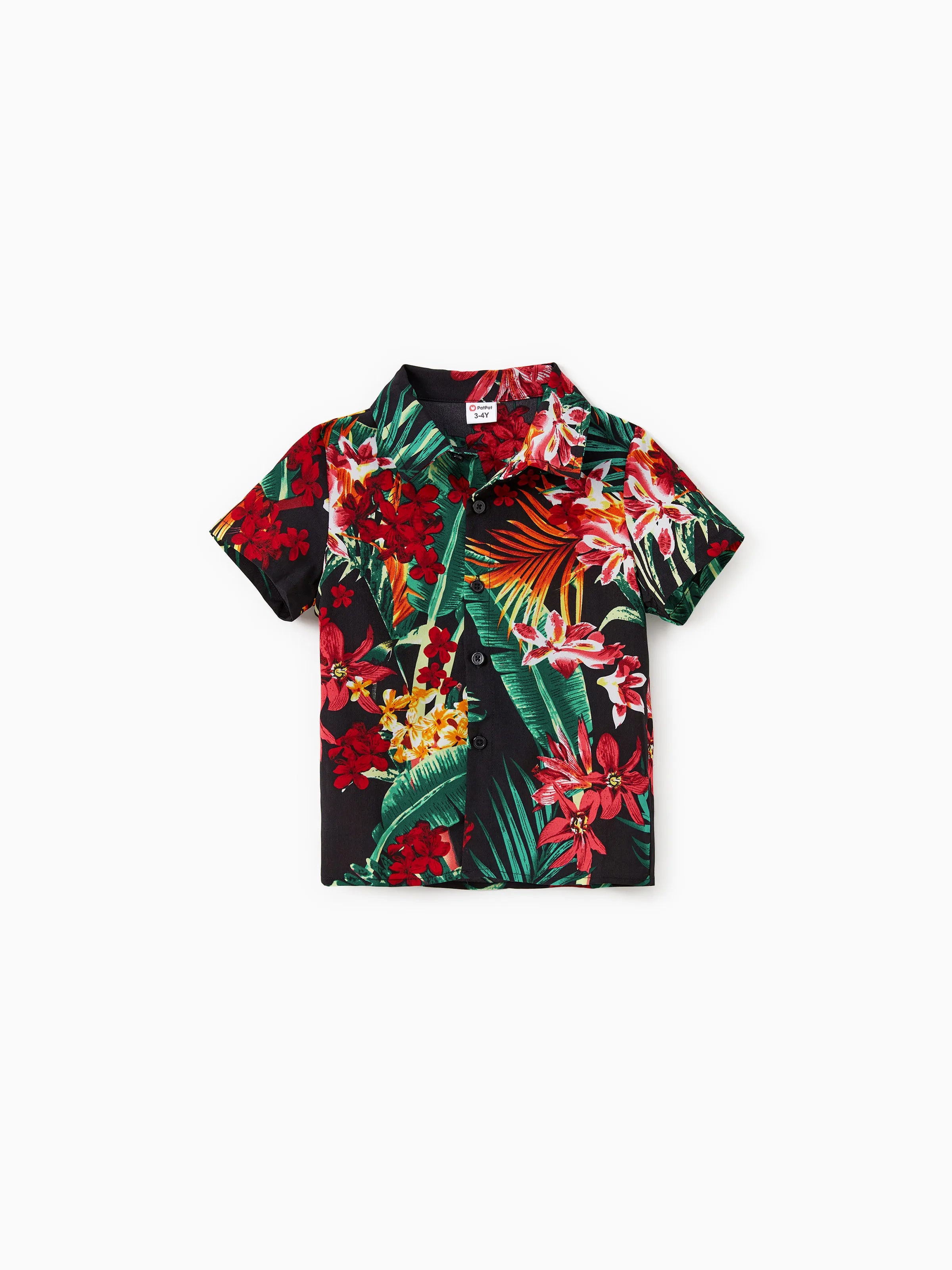 Strandoutfits für Kleinkind-Jungen: Allover Plant Floral Print Kurzarmhemden