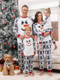 Pyjama de Noël assorti, motif bonhomme de neige, manches longues, chaussettes de Noël, gris foncé