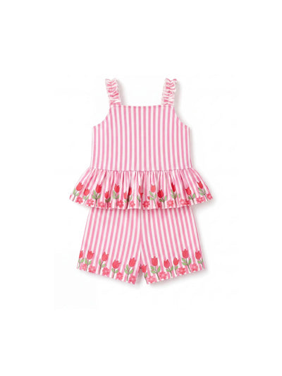Fresh Market Baby Girl Tulip Ruffle Top & Shorts Set Pink