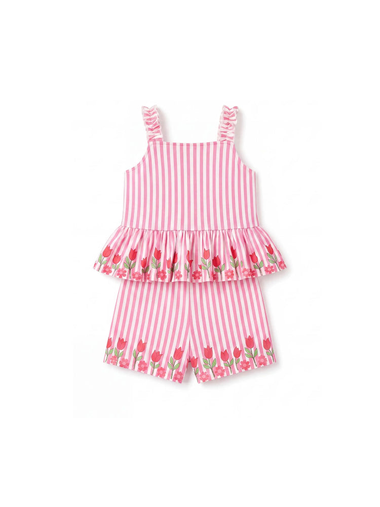 Fresh Market Baby Girl Tulip Ruffle Top & Shorts Set Pink