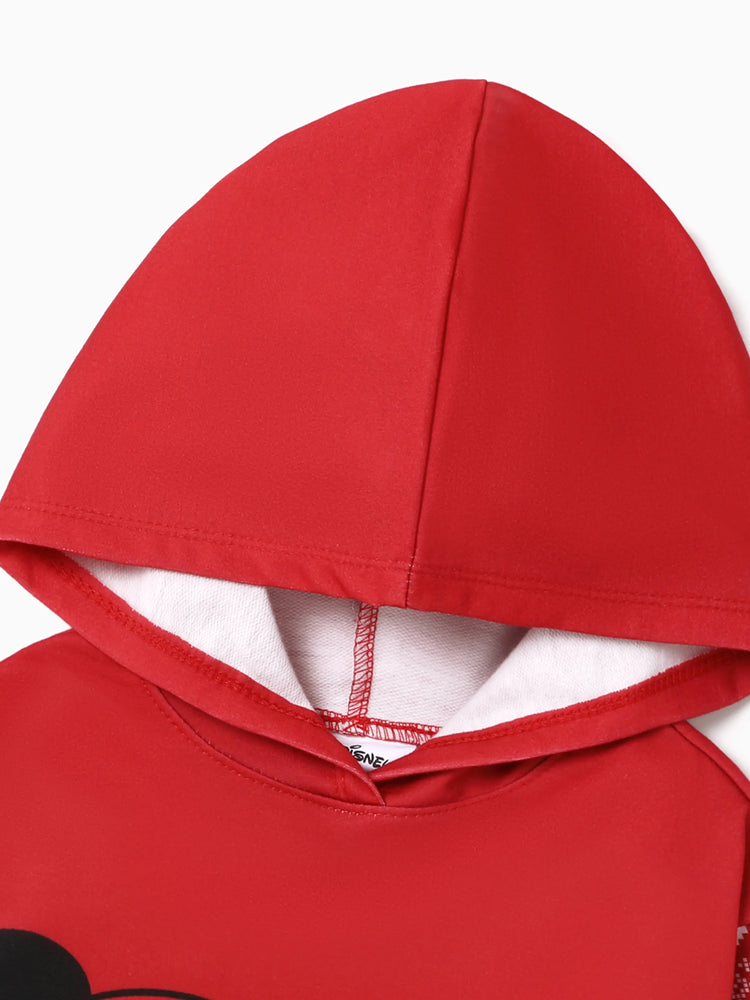 Disney Mickey and Friends Family Matching Christmas Character Print Long-sleeve Hooded Top Red